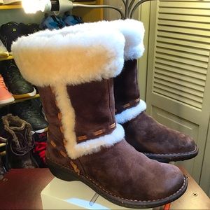UGG Brown and White Winter Boots